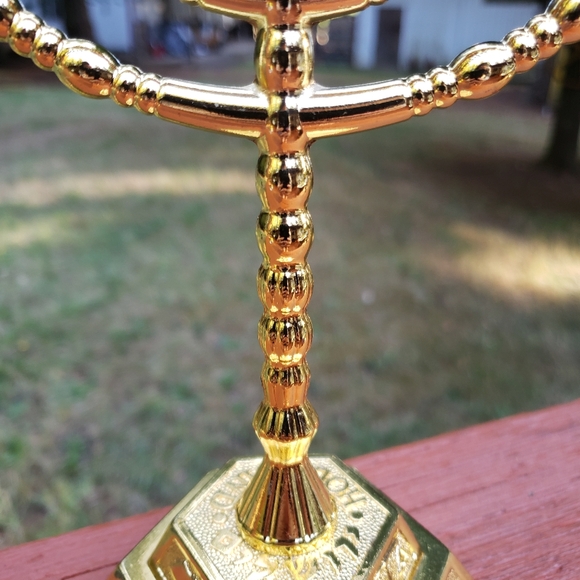 Gold 7 Branch Candle Stick Tabletop Menorah - Picture 7 of 12